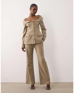 ASOS Co-Ord Krijtstreep Cigarette Broek - Naturel