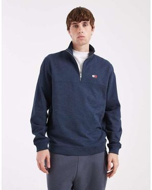 Tommy Hilfiger Chest Flag Logo 1/4 Zip Up Jumper - Blue