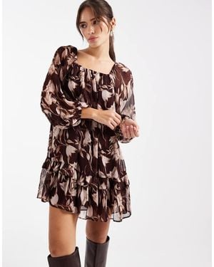 New Look Floral Smock Mini Dress - White