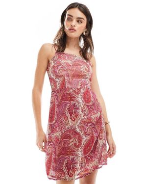Jdy Vestito Corto Con Spalline Sottili Con Stampa Cachemire - Rosso