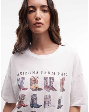 Noisy May Oversize T-shirt With Cowboy Boots Graphic - White