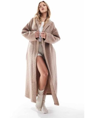 ASOS Albornoz Largo Marrón De Borreguito De - Neutro