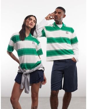 Reebok – gestreiftes strick-polohemd - Grün