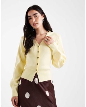 ASOS Structu Belted Cardigan With Shoulder Pads - Natural