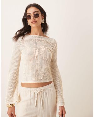 ASOS Textured Flare Sleeve Top - Natural