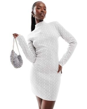 SIMMI Simmi High Neck Knitted Mini Dress - White