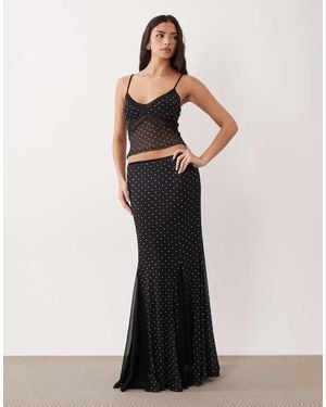 ASOS Spot Mesh Maxi Skirt Co-ord - White