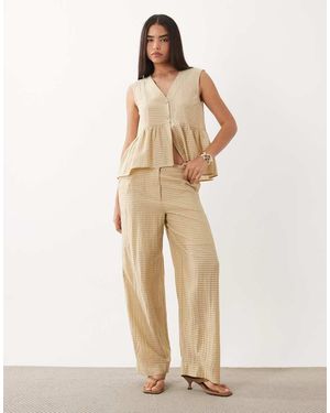 Y.A.S Pantalones Beis A Cuadros De Pernera Ancha De Tejido Texturizado (Parte De Un Conjunto)-Neutro