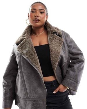 ONLY Borg Aviator Jacket - Grey