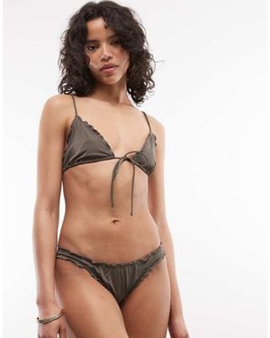 Weekday Frilly Bikini Bottoms - Brown