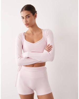 4505 Sweetheart Neck Long Sleeve Top - Pink