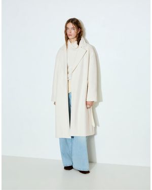 Pull&Bear Cappotto Lungo Con Cintura - Bianco