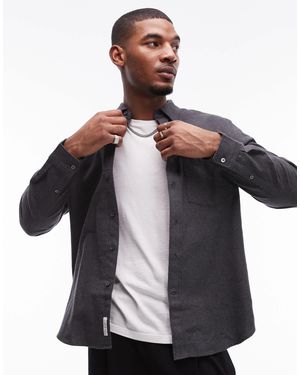 ARKET Relaxed Fit Flannel Shirt - Black