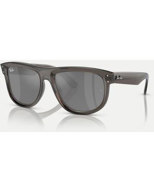 Ray-Ban Boyfriend Square Sunglasses With Mirrored Lens - Grey