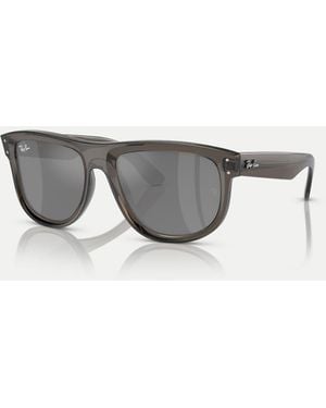 Ray-Ban Gafas De Sol Gris Oscuro Con Montura Cuadrada Y Lentes Plateadas De Efecto Espejo Boyfriend De
