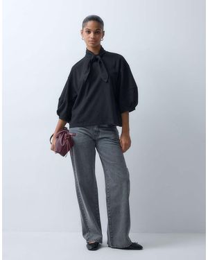 ASOS Top Met Strikdetail En Lange Mouwen - Blauw