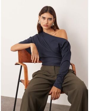 ARRANGE Off Shoulder Drape Top - Blue