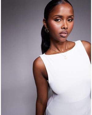 River Island Asymmetric Neck Detail Jersey Top - White