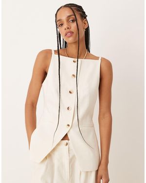 Nobody's Child Longline Tailored Waistcoat - Natural