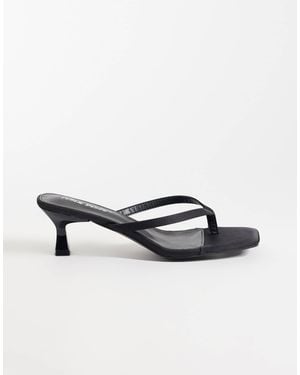 Public Desire Everlast Kitten Heel Toe Thong Sandals - Black