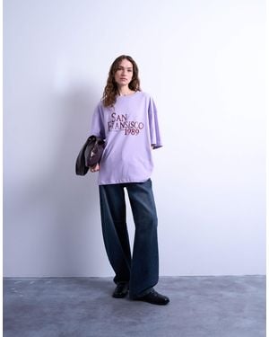 TOPSHOP Graphic San Francisco Oversized Tee - Blue