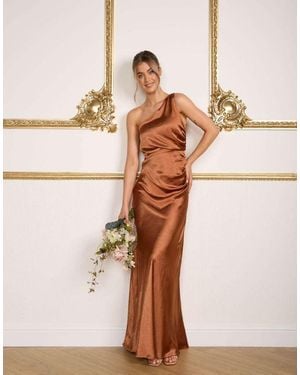 Six Stories One Shoulder Satin Bridesmaid Dress - Natural