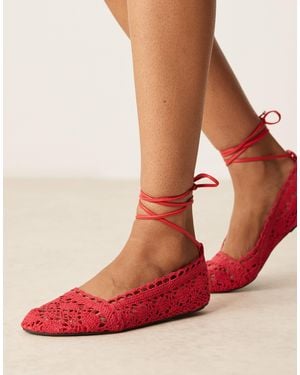 ASOS – larissa – gehäkelte ballerinas - Rot