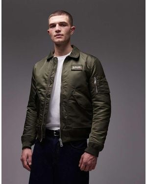 Schott Nyc Giacca Imbottita Corta Kaki Con Tasche, Zip E Logo Applicato - Grigio