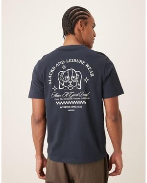 Farah Byron Short Sleeve Graphic T-shirt With Back Print - Blue