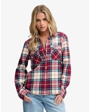 Superdry Flanellhemd mit holzfällerkaromuster - Weiß
