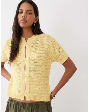 ASOS Strick-cardigan mit stichdetail und kurzen ärmeln - Natur
