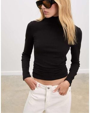 Stradivarius Basic High Neck T-shirt - Black