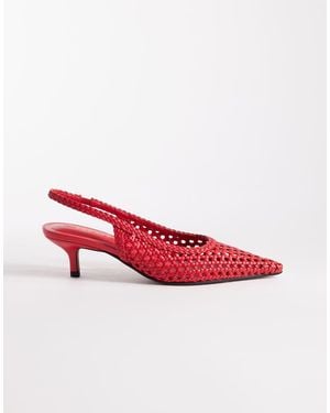 ASOS Zapatos Rojos Destalonados De Tacón Medio Con Diseño Entretejido Star De - Rosa