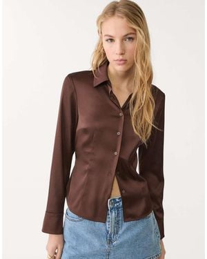 Stradivarius Camicia Aderente - Marrone
