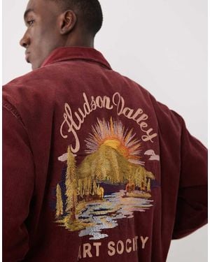Polo Ralph Lauren Lined Back Embroide Cord Bomber Jacket - Purple