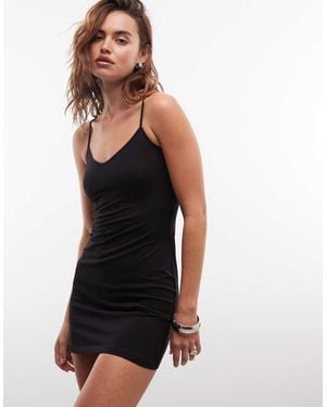 Weekday Vestito Corto Con Spalline Sottili E Scollo A V - Nero