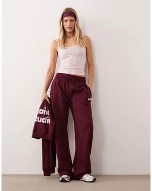 Kaiia Logo Ribbed Waistband Star Pocket Detail Wide Leg jogger Co-ord - Red