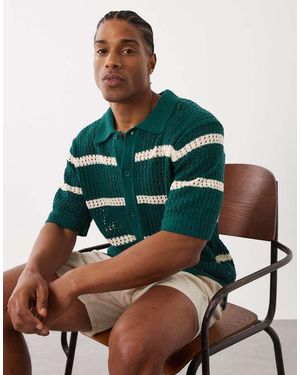 Only & Sons Relaxed Fit Crochet Knit Shirt - Green
