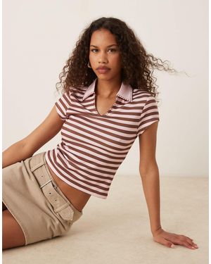 ASOS – gestreiftes polo-t-shirt - Braun