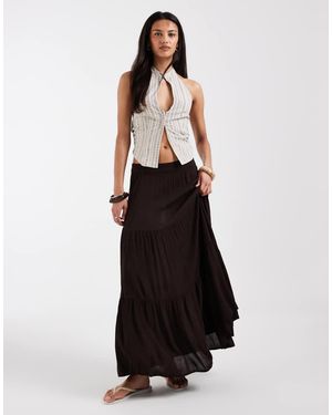 ONLY Falda Larga Escalonada - Negro