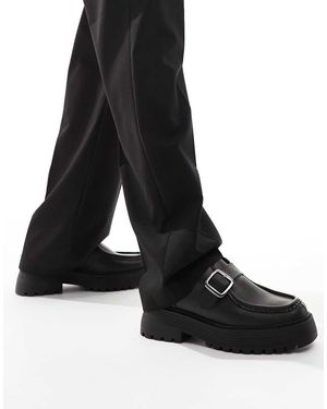 ASOS Zapatos Monk Negros Con Suela Gruesa Y Hebilla De