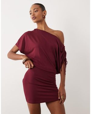 Gina Tricot Off Shoulder Ruched Mini Dress - Red