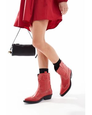 OFF THE HOOK Botines Altos Rojos De Estilo Cowboy De Cuero Portobello Johnny De