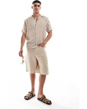 Only & Sons Revere Collar Stripe Shirt - Natural