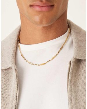 ASOS Waterproof Stainless Steel Twist Chain Necklace With Bar Detail - Natural