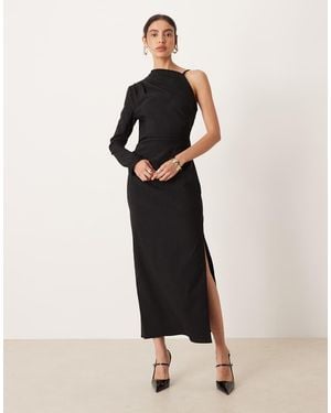 ASOS One Shoulder Draped Midi Dress - Multicolour