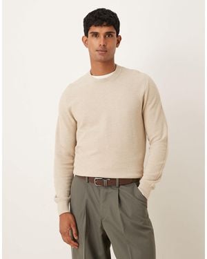 Mango – feinstrickpullover aus baumwollmix - Natur