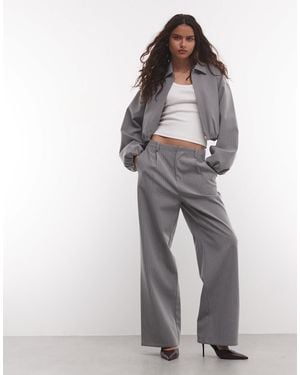 CERNUCCI Pinstripe Wide Leg Trousers Co-Ord - Grey