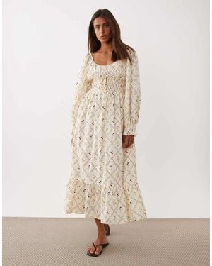 Miss Selfridge Milkmaid Maxi Dress - Natural
