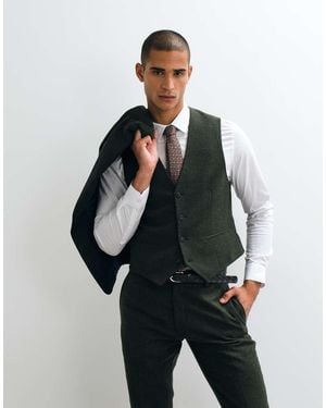 ASOS Slim Herringbone Suit Waistcoat With Wool - Black